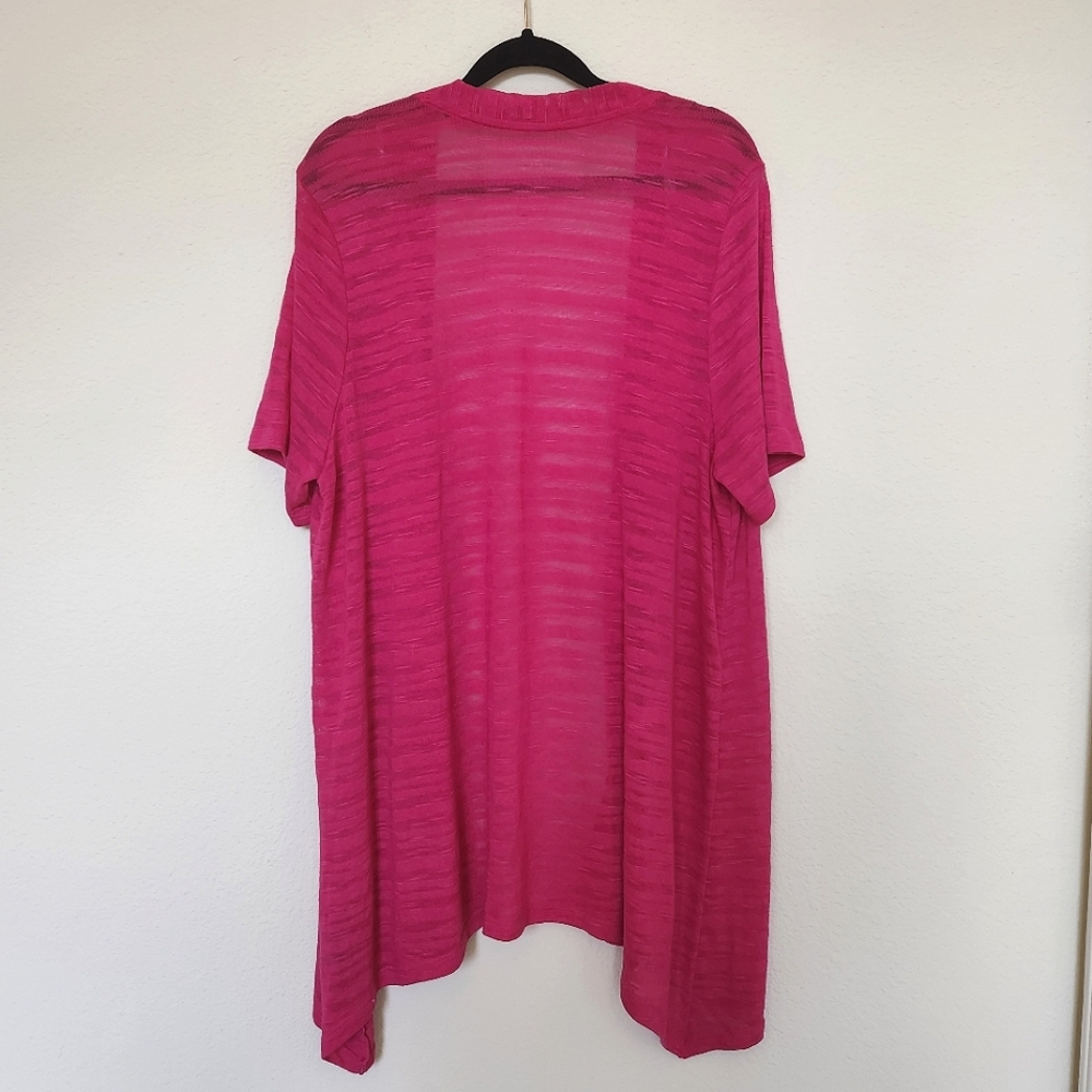 Catherines Womens Open Cardigan Lightweight Sweater Shaw Hot Pink Sheer 0X - Picture 3 of 10